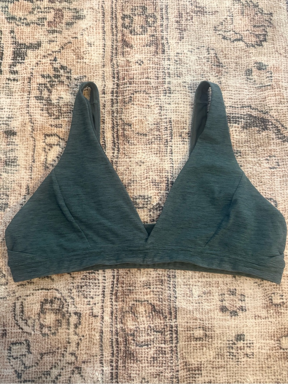 Athleta Heathered Green Deep V Sports Bra Size Large
